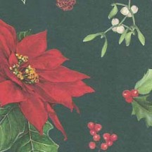 Mixed Poinsettias and Berries on Green Christmas Print Paper ~ Tassotti 